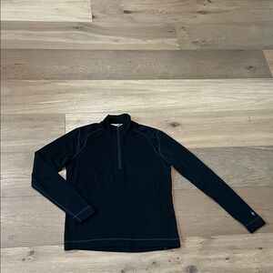 Smartwool Quarter Zip Pullover Black Size Large 100% Merino Wool